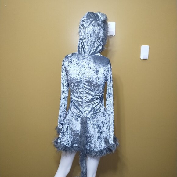 Dreamgirl Velvet Gray Fox Costume Mini Dress S Cosplay - Picture 5 of 7